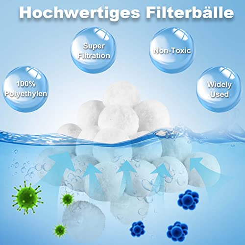 Pool Filterbälle 1300g, Filterballs für Sandfilteranlagen ersetzen 46kg Filtersand für Schwimmbad, Filterpumpe, Aquarium Sandfilter
