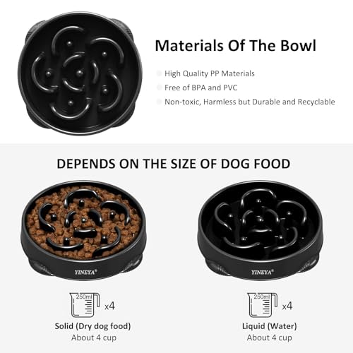 YINEYA 4 Cups Slow Feeder Dog Bowls Large Breed, Anti-Choking Pet Supplies, Maze Dog Food Bowl, Puzzle Feeder That Slow Down Eating by YINEYA - Used condition - Image 6