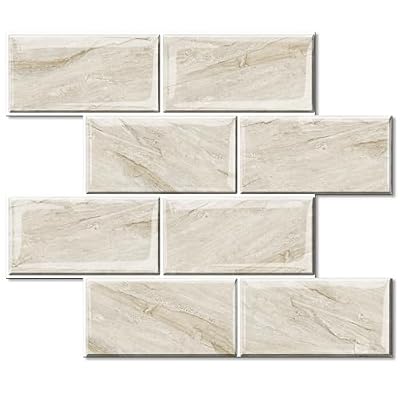 STICKGOO 10-Sheet Backsplash Peel and Stick Subway Tile, Self Adhesive Vinyl Wall Tiles, Stick on Backsplash for Kitchen and Bathroom(Thicker Design)