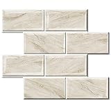 STICKGOO 10-Sheet Backsplash Peel and Stick Subway Tile, Self Adhesive Vinyl Wall Tiles, Stick on Backsplash for Kitchen and Bathroom(Thicker Design)