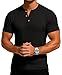 Sailwind Mens Muscle Henley Shirts Lightweight Workout T-Shirt Gym Tee Athletic Short Sleeve with Button Black
