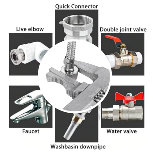 Radsocken 1 Pack Adjustable Spanner Wrench, 6-68 mm Opening Wide Jaw Spanners, Alloy Wrench Spanners Ultra-Thin Shifting Spanner Tap Plumbing Basin Wrench Hand Tools for Bathroom Washbasin 5 Radsocken 1 Pack Adjustable Spanner Wrench, 6-68 mm Opening Wide Jaw Spanners, Alloy Wrench Spanners Ultra-Thin Shifting Spanner Tap Plumbing Basin Wrench Hand Tools for Bathroom Washbasin - Image 5