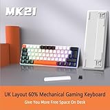 UK Layout 60 Percent Gaming Mechanical Keyboard, 62-Key Wired Mechanical Anti-ghosting mechanical Blue Switches Gaming Keyboard with ABS keycaps, 14 RGB Backlight Modes for Computer/Laptop-White Black - Image 2