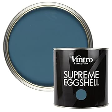 Vintro Paint | Blue Eggshell Paint | for Walls | Wood | Trim | Satin Furniture Paint | Interior & Exterior Use. (2.5 Litres, French Navy - Blue)