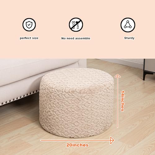 Round Pouf Ottoman 20 x 20 x 14 Inches Boho Poof Home Decor Floor Pouffe Ottoman Foot Rest for Couch Sofa Bean Bag Chairs Living Room Bedroom (Light Coffee) by Poofieotto - Image 8
