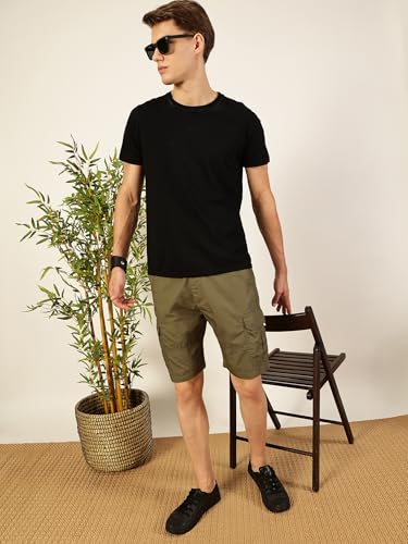 Image of Thomas Scott Men's | Regular Fit | 100% Cotton | Solid | Breathable Lightweight | 6-Pocket Cargo Shorts | Cricket Club Collection