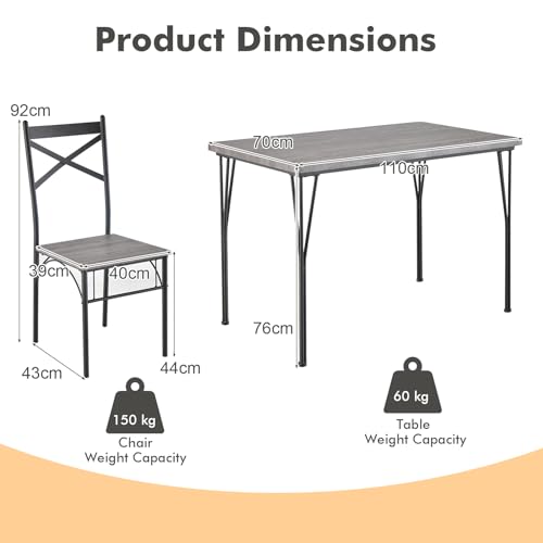 COSTWAY Dining Table and Chairs Set 4, Wood Effect Rectangular Kitchen Table with 4 Chairs, Storage Rack & Foot Pads, Metal Frame Space Saving Dining Set for Home Restaurant (Rustic Brown) 6 COSTWAY Dining Table and Chairs Set 4, Wood Effect Rectangular Kitchen Table with 4 Chairs, Storage Rack & Foot Pads, Metal Frame Space Saving Dining Set for Home Restaurant (Rustic Brown) - Image 6