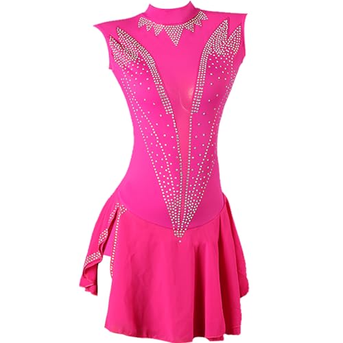 Vestido de patinação artística, simples, sem mangas, brilhante, strass, patinação artística, fantasi