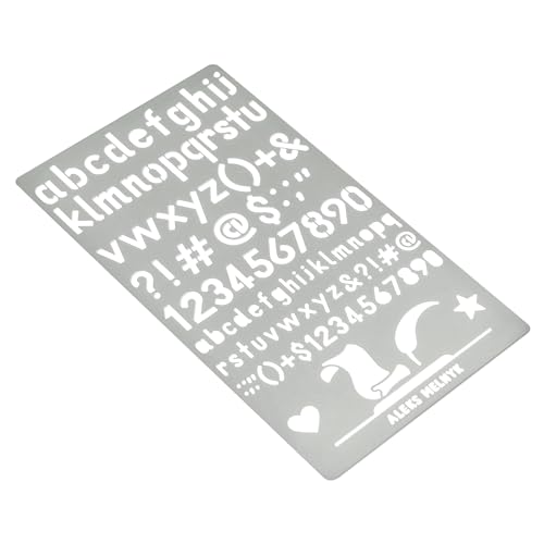 Stencil de metal Aleks Melnyk para pirograbado con texto vintage en pack de 3 piezas para manualidades 6