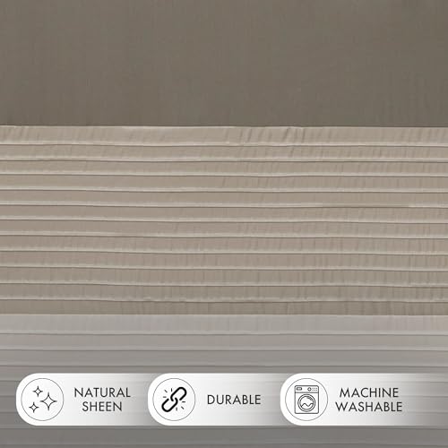 image for Madison Park Window Curtain Single Panel Faux Silk, Elegant Pleats, Ro