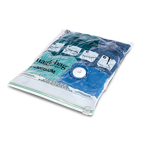 Magicbag 12-Pack Medium Flat Vacuum Compression Bags Instant Space Saver Storage - Airtight Double Zipper - Clothing, Pillows - Home Organization #TOP1