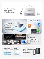 MINIS FORUM AI X1-470 Mini PC AMD Ryzen AI 9 HX470 (12C/24T, up to 5,2 GHz), 32 GB DDR5 RAM 1 TB M.2 SSD,HDMI/DP/USB4 (4K@120 Hz), Dual Speaker/DMIC,USB-A X 3, 2.5G LAN, Wi-Fi 7/BT5.4 – Ansicht 3