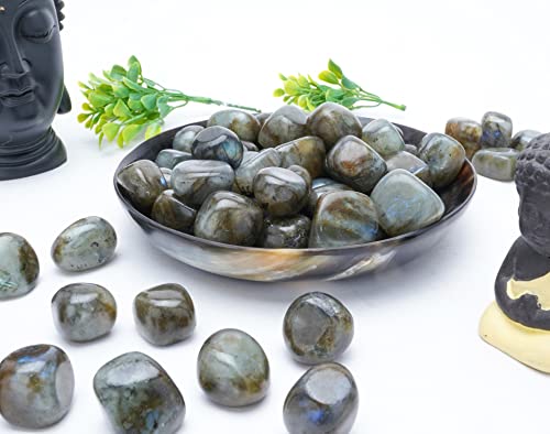 Bezavo Labradorite Tumbled Stones And Crystals Bulk Polished Stones Rock Collection Vase Filler Tumbles Crystals Healing Reiki Gemstone Gifts Good Luck Fountain Tumbles | Size 20-25 Mm, 1Lb #TOP3
