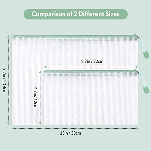 Skydue 20Pcs Mesh Zipper Pouch Zipper Bags, Pouch Bags, 2 Sizes Waterproof Plastic Document Pouch For Travel Storage, Office And Home Organize, 5 Colors #TOP3