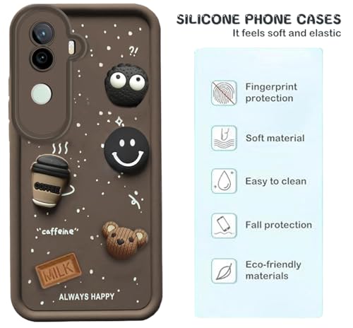 Image of GoldKart Back Case Cover Compatible for iVivo V40E 5G / iQOO Z9S 5G | Cute Fun Cartoon 3D Ball Coffee Silicone Case | Full Body Protection Back Cover for iVivo V40E 5G / iQOO Z9S 5G - Brown