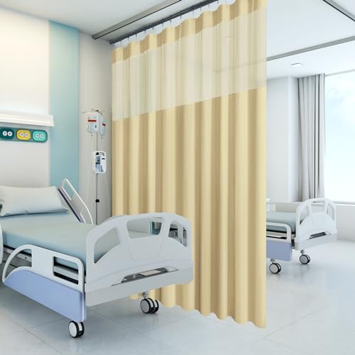 Phating Flame Retardant Hospital Curtains Room Divider,Grommet Cubicle Curtains Divider Privacy Medical Curtains for Hospital, Medical Clinic, Lab,School(1 Panel, 15x8FT,Beige) by Phating - Used condition - US$45.13