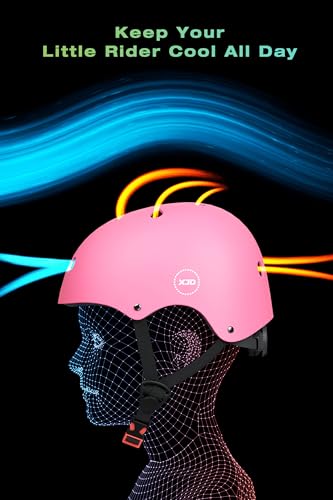 XJD Kids Bike Helmet,Multi-Sport Protective Gear Set for 3-5-8-14 Years Boys Girls with Knee and Elbow Pads Wrist Guards fit Roller Skates,Cycling,Skateboarding,Skating Scooter (Pink, Small) - Thumbnail 5