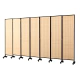 GXXINGIN Divisorio in Legno per Ambienti, divisorio a Parete con Base/Ruota Universale, divisorio Pieghevole per la Privacy, Lunghezza Esterna 100, 200, 300, 400 cm (7 Pannelli Neri, Altezza 180 cm)