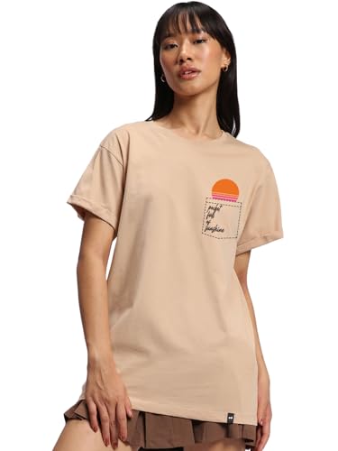 Image of Bewakoof Women's My Badass Graphic Printed 100% Cotton T-Shirt - Boyfriend Fit, Round Neck, Half Sleeve