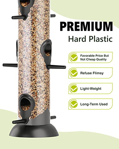Trampgik Bird Feeders Premium Hard Plastic For Wild Bird Feeder For Outdoors Hanging,Humming Bird Feeder,14 Inch 6 Port Black,Pack Of 1 #TOP2