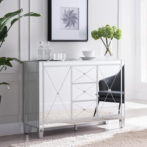 Furniture HotSpot Mirage 3-Drawer Mirrored Cabinet Cover