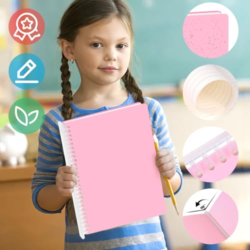 Koogel-Spiral-Notebook-Journal-Smart-Ring-Binder-Notebook-75x105inch-College-Ruled-Notebook-Sliding-Bar-Binder-26-Holes-60-Sheets-for-School-Office-Pink