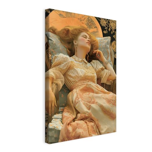 Wallero Tableau sur toile Femme allongée robe – Déco murale moderne & impression artistique | Tableau pour salon chambre cuisine entrée 20x30 cm