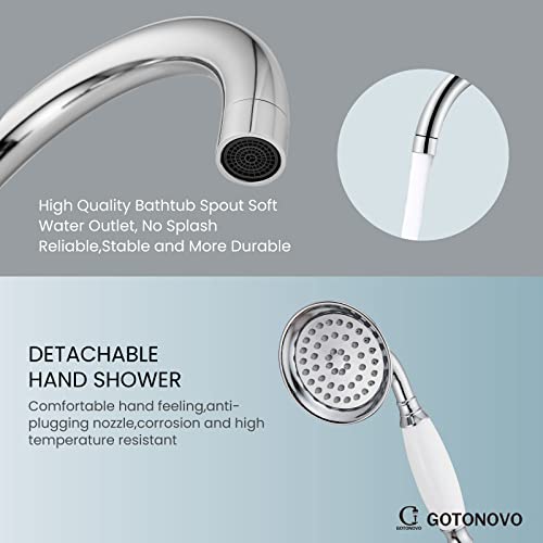 Floor Mounted Tub Faucet Freestanding Bathtub Filler With Hand Held Shower Polished Chrome High Flow Brass Silver #TOP4