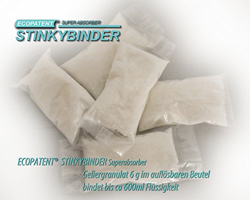 Preisvergleich Produktbild ECOPATENT® Stinkybinder Superabsorber Wasserspeicher Flüssigkeitsbinder Hydrogel Geliergranulat Flüssigkeitsbinder 6 g im auflösbaren Beutel 100 Stück