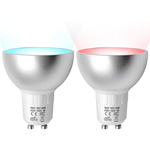 BENEXMART Zigbee GU10 - Bombilla LED inteligente (5 W, RGBW, compatible con la aplicación Tuya SmartThings Alexa Echo Plus Google Home Control de voz (2 paquete)