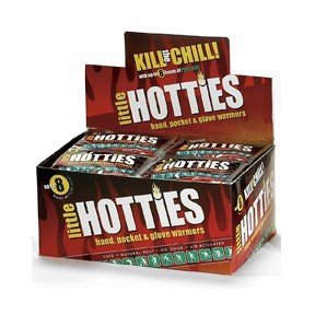 Little Hotties Hand Warmers are Heat Pads you put Inside your Gloves or Pockets and are activated by exposing to air and shaking. Heat lasts 8 hours and is biodegradable.