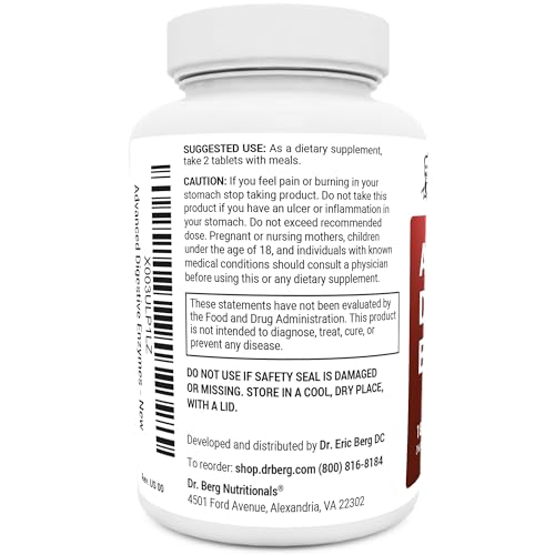 Dr. Berg Advanced Digestive Enzymes with Apple Cider Vinegar - Includes Digestive Health Ingredients Like Betaine Hydrochloride (HCI), Ginger Root & Peppermint Leaf - 180 Tablets - Image 4