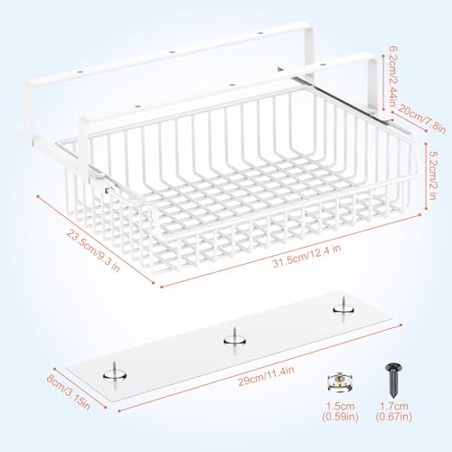 ENONCI Under Desk Drawer, Slide Out Design,No Drill Metal Under Desk Cable Management, Under Desk Storage Shelf Tray Basket Under Table Drawer Organizer for Office, Home, Workspace, Cabinet