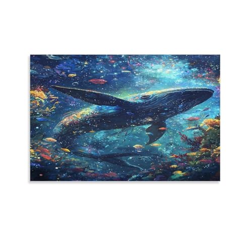Impression sur toile baleine décoration murale salon tableau mer grand format 50x75