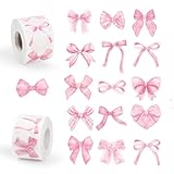 1000 pcs Coquette Bows Stickers for Kids, Pink Bow Stickers Roll for Girls Classroom Crafts Party Deco Planner Envelope (Pink)