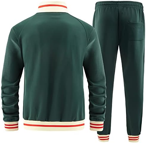 Track Suits for Men Set 2 Piece Tracksuits Mens Sweatsuits Sets Jogging Two Piece Outfits Athletic Clothes Jogger Sweat Suits Running Sport leisure Clothing Green Ai-TZ002-L