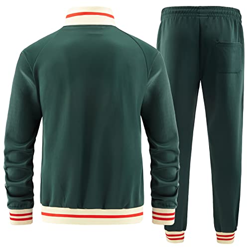 dioxoib Track Suits for Men Set 2 Piece Tracksuits Mens Sweatsuits Sets Jogging Two Piece Outfits Athletic Clothes Jogger Sweat Suits Running Sport leisure Clothing Green Ai-TZ002-M by dioxoib - Used condition - Image 3