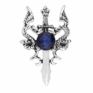 Broche épée de dragon en cristal double dragon, épingle à revers tendance pour collier, badge vintage, manteau, costume, jupe, accessoires pour hommes, adolescents et femmes (Argent)