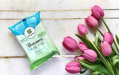 Grab Green Wet Dryer Sheets, 96 Sheets (192 Loads), Fragrance Free, Plant And Mineral Based, Reusable And Compostable, Softens Clothes, Removes Static Cling #TOP5