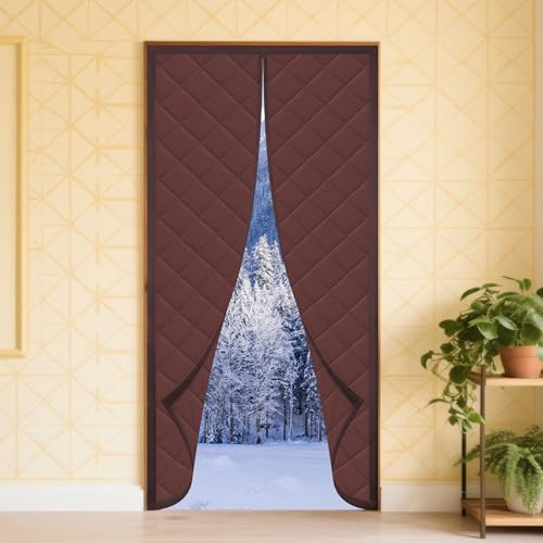 Rideau de porte isolant thermique 78x210 fermeture magnétique brun