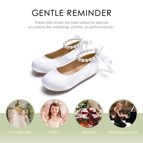 Image of Felix & Flora Girls Toddler Little Ballet Shoes - Flower Girls Mary Jane Flats Dress Shoes Party Wedding