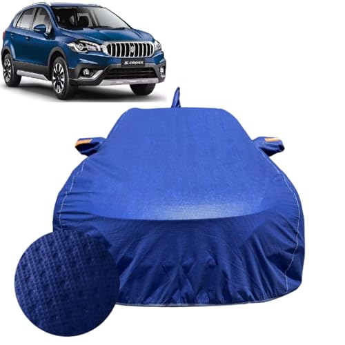 Image of Car Cover For Maruti Suzuki S-Cross (2015-2022)| 100% Waterproof Cover with Antenna & REFLECTIVE Mirror Pockets | Dustproof, Scratchproof, Heatproof S cross Car Cover |Soft Cotton Lining|BLUE