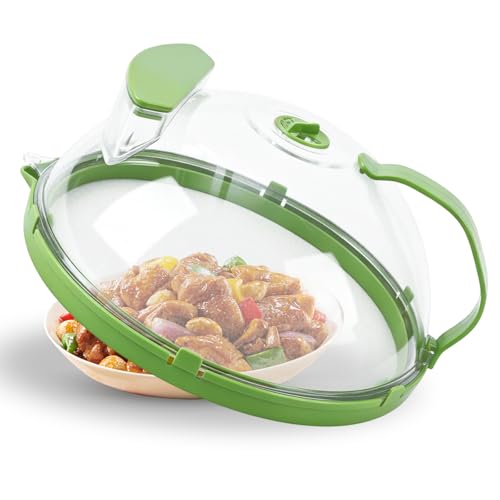 Microwave Splatter Cover with Water Steamer,Dome Plate Microwave Cover,Integrated Handle,Clear Plate Covers,Keeps Food Moist, Easy Clean, Splatter Guard by Generic - Used condition - US$20.87