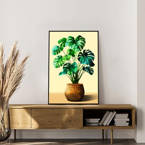 Framed Paint by Numbers Kit for Adults, Tropical Plant Decor 8x12 Inch by Okarina - Used condition - Image 3