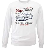  Teesandengines Men\'s Ford Escort GHIA Auto Racing White Sweatshirt Size Small