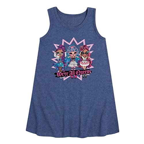 HYBRID APPAREL - LOL OMG! Fashion Dolls - We're All Queens - Toddler & Youth Girls A-line Dress - Size 2T Heather Navy