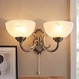 [MATÉRIAUX DE HAUTE QUALITÉ] : la structure en métal décorée de la lampe murale combinée à un verre élégant d'aspect albâtre avec un marbrage unique assure une qualité durable et une répartition de la lumière à faible éblouissement, même en cas d'utilisation quotidienne