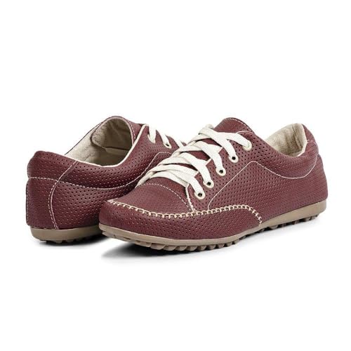 Sapatênis Tênis Mocassim Feminino Perfurado Izabela Araújo - 200 - Vermelho Tamanho:39;Gênero:Femini