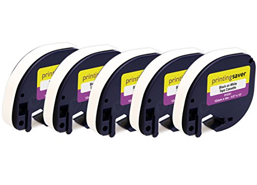 5 kompatybilnych rolek S0721610 S0721660 12 mm x 4 m czarna na białych plastikowych taśmach etykietowych do DYMO LT-100H LT-10T QX50 XR XM 2000 Plus