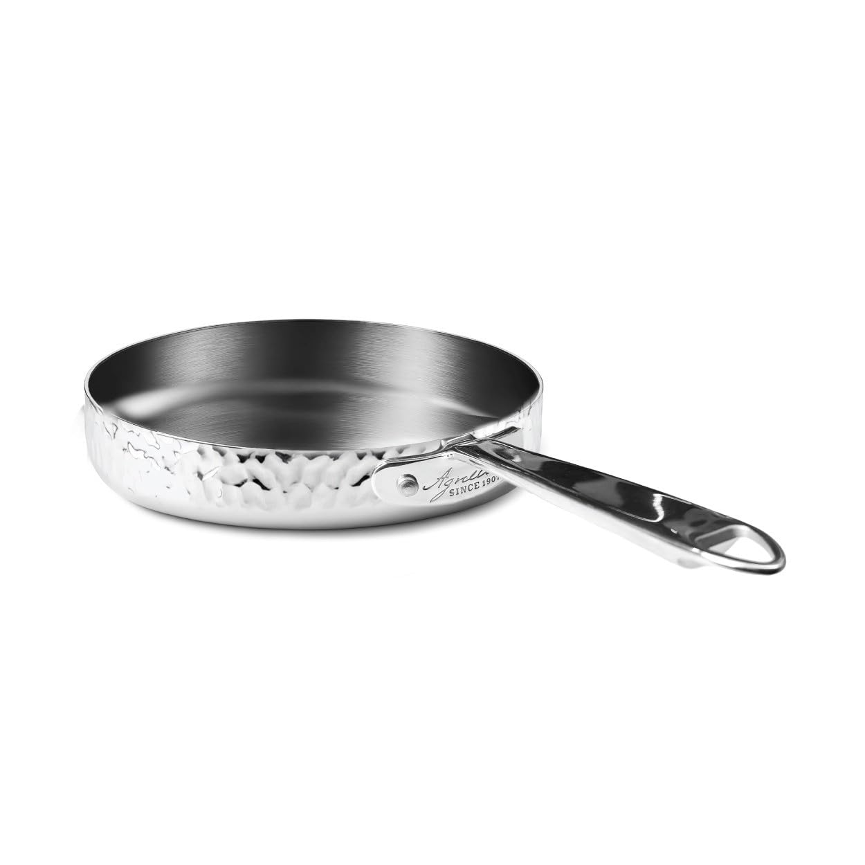 Pentole Agnelli ALUM111M24 Padella Aluinox 3ply Martellato 24 cm Acciaio Inox Induzione